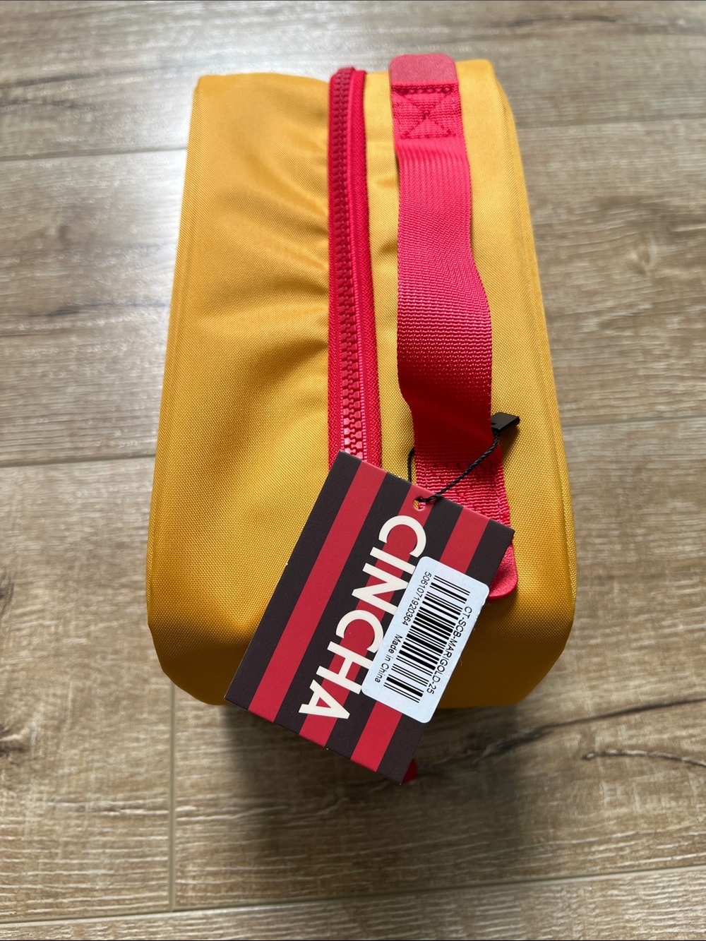 Cincha Yellow Toiletry Dopp Kit with Red Carry Handle